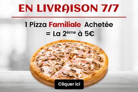 1 PIZZA FAMILIALE ACHETEE = LA 2EME A 5 EURO